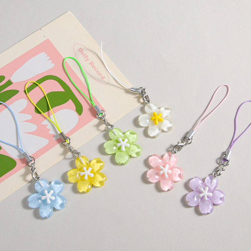 Resin Jelly Cherry Blossom Colorful Keychain Pendant, Bag Pendant, Mobile Phone Pendant