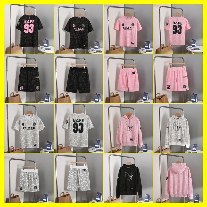 Bape X Miami International Miami Joint Brand Camouflage Unisex Versatile Couple Short-Sleeve Sports T-Shirt for Men Bape X Miami International Miami Joint Brand Camouflage Unisex Versatile Couple Short-Sleeve Sports T-Shirt for Men