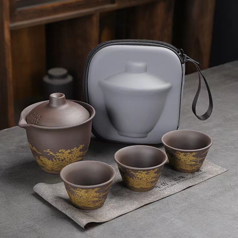 콰이커 그릇 자색모래 3컵 - 진산수 (수납가방 + 티타월)