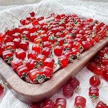 非红玛瑙柿子雕刻件提溜挂件项链手链吊坠