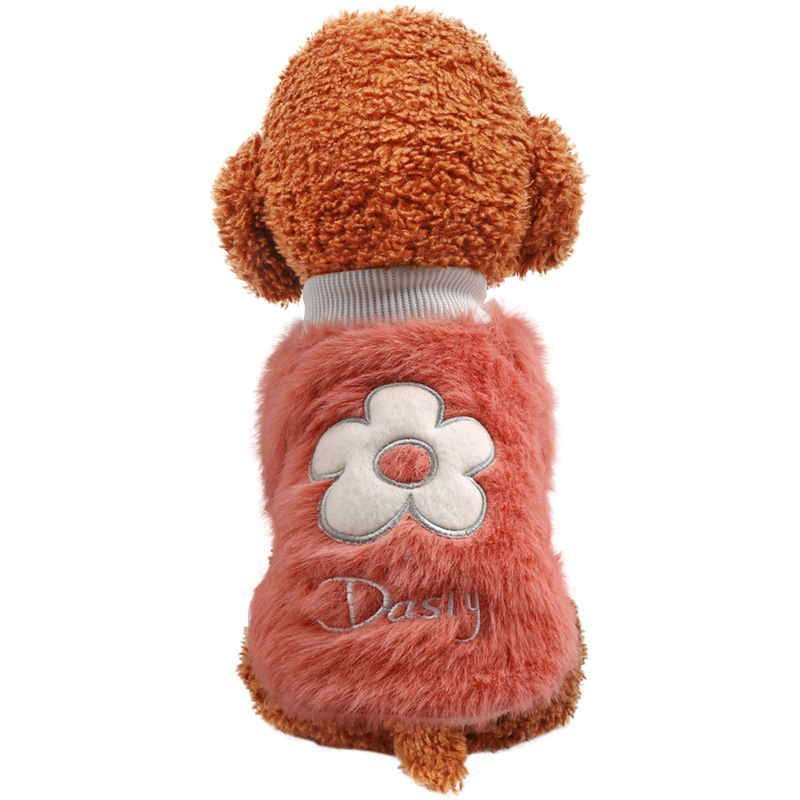 ウールの花の丸首シャツ-ピンク