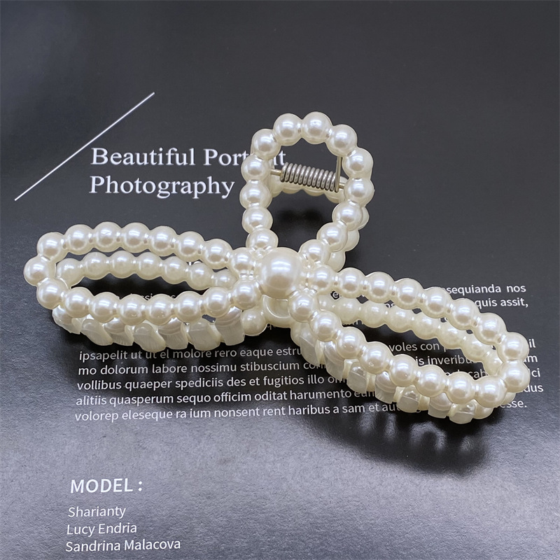 Amazon popular perla de las mujeres grandes clip cola caballo clip espalda Cabeza clip pelo percha color caramelo horquilla