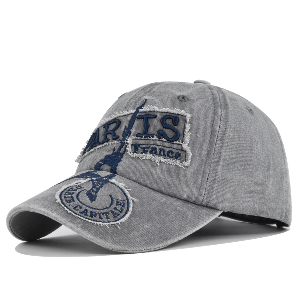 Geborduurde baseball cap van gewassen katoen voor dames en heren_voghion.com