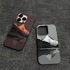 iPhone17PROMAX対応 ケブラーテクスチャ夜光磁気吸着スマホケース Apple16メタルレンズ保護カバー