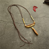 Retro ethnic wooden pendant, necklace, sweater, ethnic style, Korean style, simple and elegant design