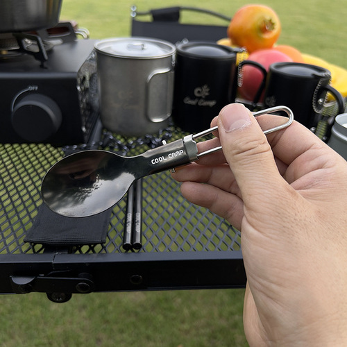 Outdoor camping 304 stainless steel folding spoon and chopsticks set picnic mountaineering cycling travel portable tableware