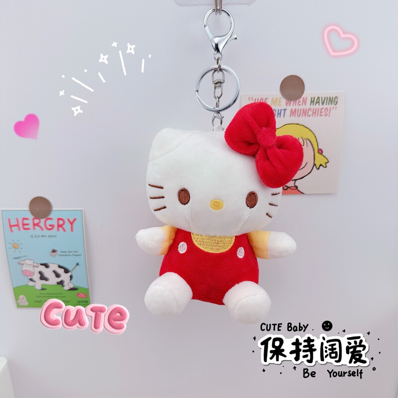 かわいいクラシックケイト猫キーホルダーペンダントクリエイティブぬいぐるみガールハート kt 猫スクールバッグ小さなペンダント人形マシン|undefined