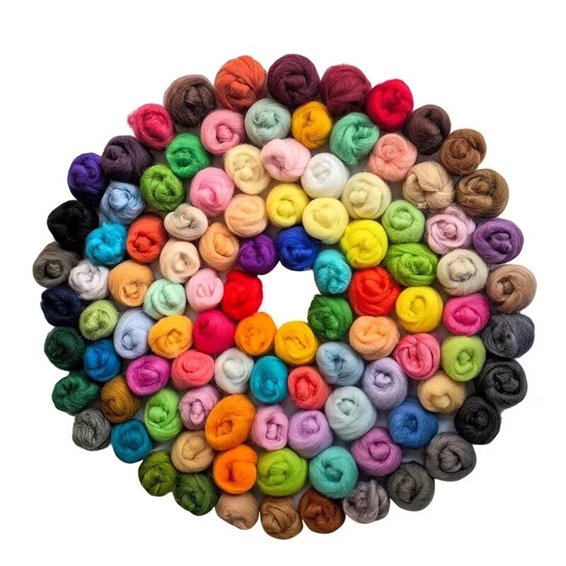66S wool felt stamp tool material bag Spanish color wool strip handmade DIY wet needle felt
