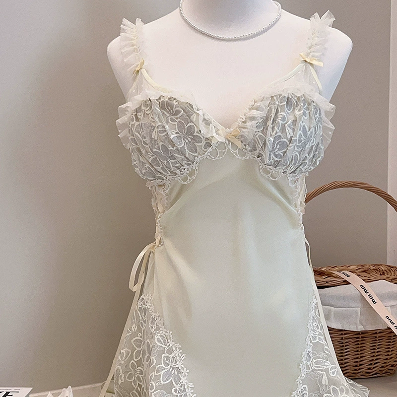 Lace cute summer pijama, silk comfortable set, lifting effect