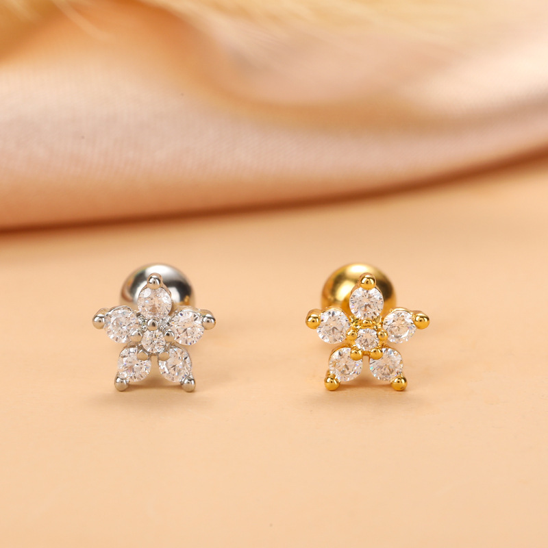 Fashion Star Moon Stainless Steel Plating Zircon Ear Studs 1 Piece display picture 9
