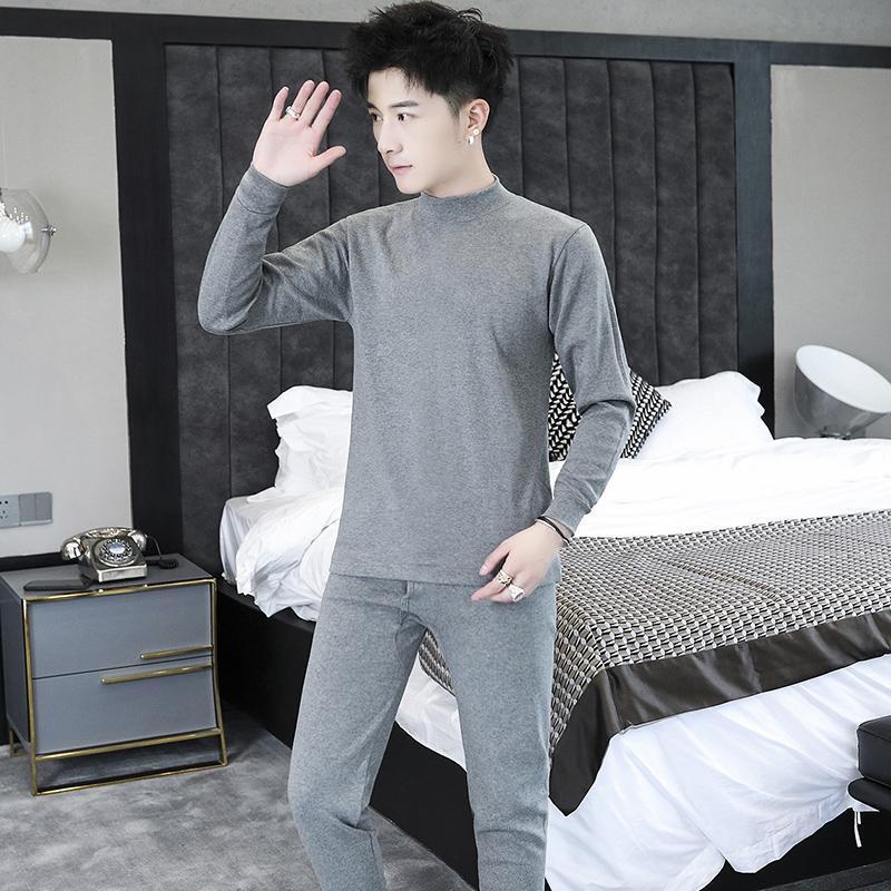 Thermal Underwear Set for Teenagers, Thin Cotton Half-High Collar for Junior High School Students, Cotton Autumn Clothes and Long Pants for High School Students