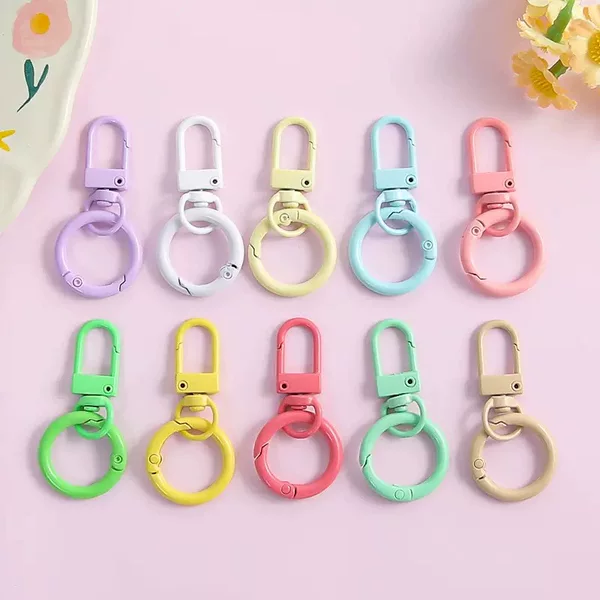 New Macaron Color Paint Door Buckle Spring Buckle Key Ring Pendant Creative Colorful Ring Bag Jewelry Accessories