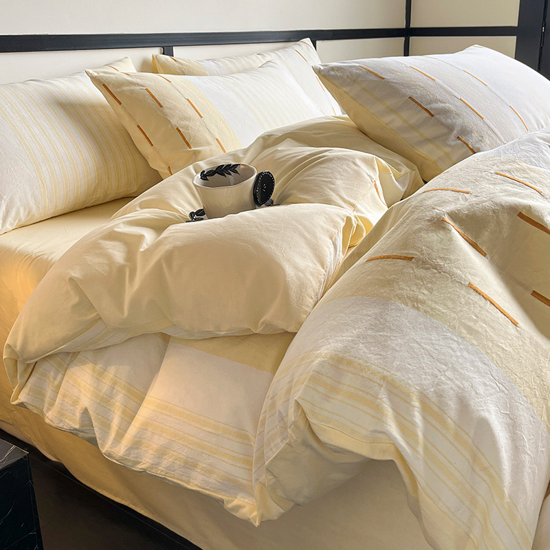 Cama de algodón nórdico de cuatro piezas, cuatro estaciones de algodón puro general 2025, nueva colcha de cama, cama de alta gama