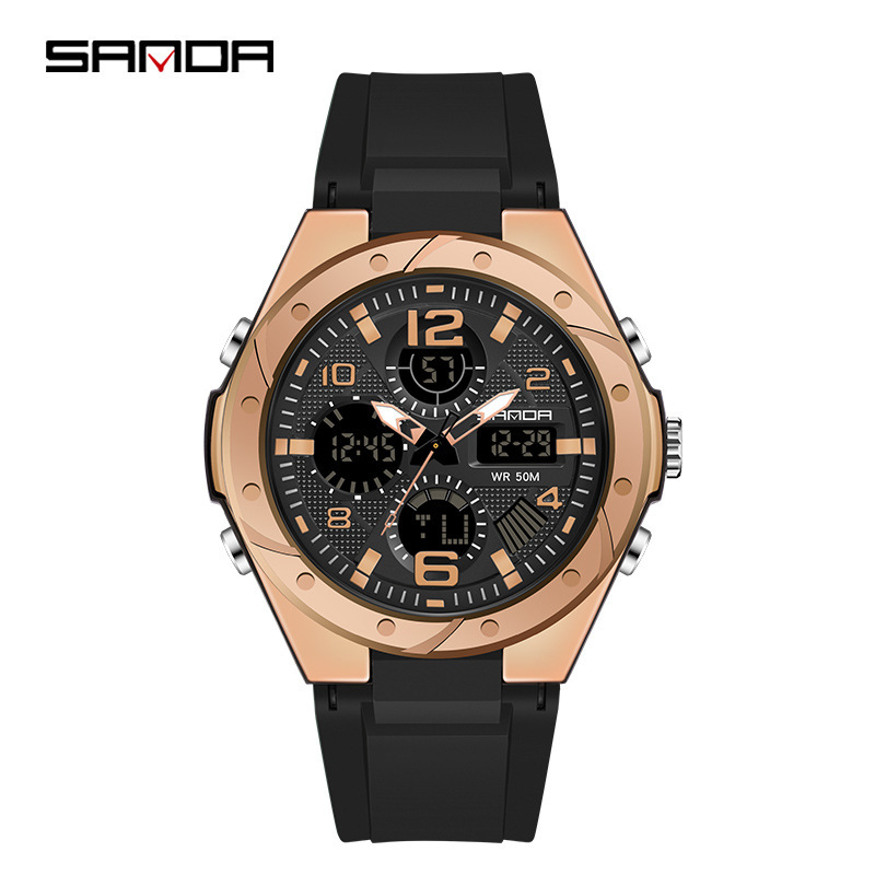 SANDA 6062 multi-funcional a prueba de agua electrónica deportes pareja mujer doble pantalla reloj e-commerce Venta caliente reloj