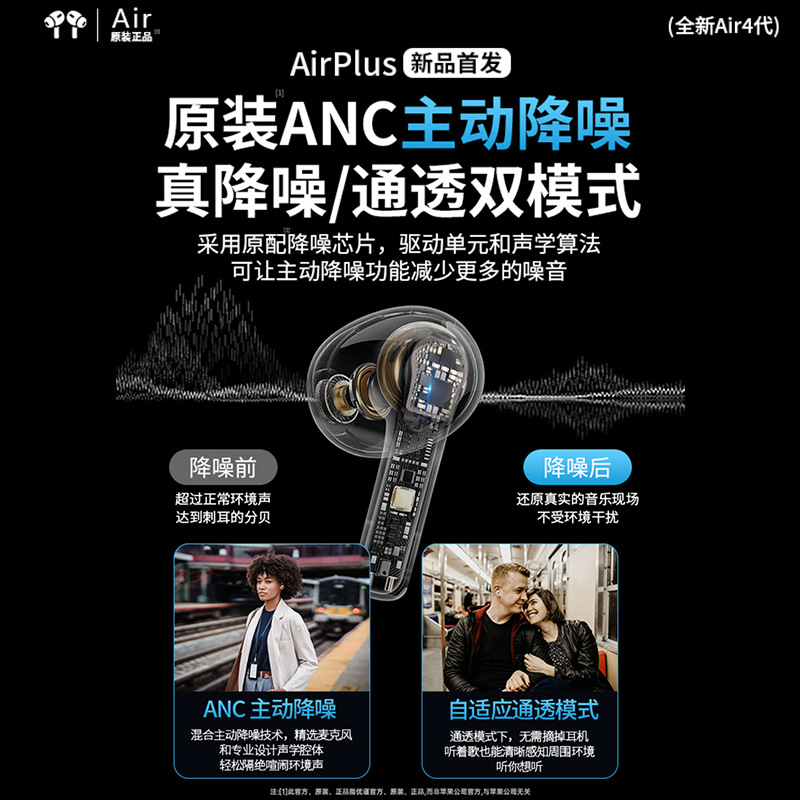 HUAQIANG NORTH auriculares Bluetooth 4 generación 2026 nuevos auriculares Bluetooth inalámbricos Air4 auriculares Bluetooth inalámbricos