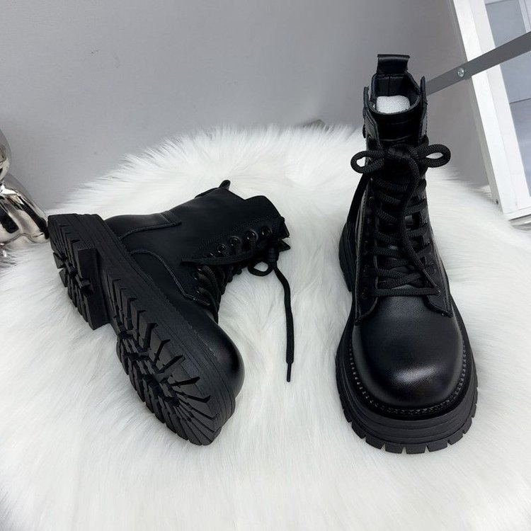 Niche High-Heeled Martin Boots for Women 2025 Autumn and Winter New Style Small Thick-Soled Heightening Short Boots Slimming Look British Motorcycle Boots
