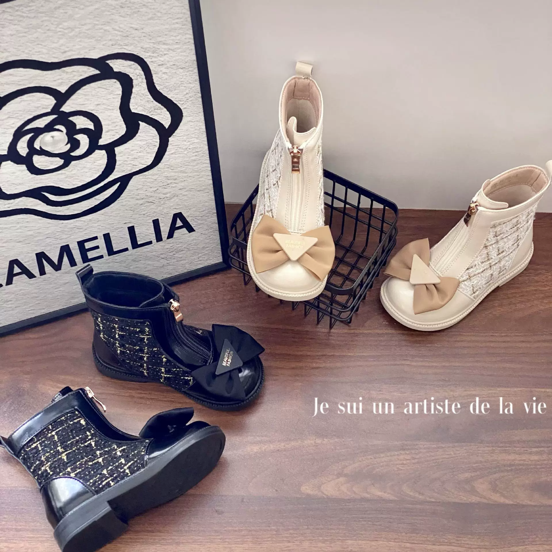 女童靴子2025秋季新款儿童小香风短筒靴洋气马丁靴小女孩保暖皮靴