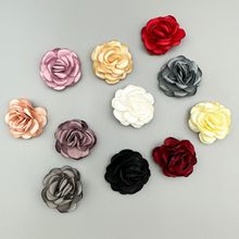 新款布艺烧边3.5CM玫瑰山茶花朵diy手工烤边花朵饰品发饰装饰配件