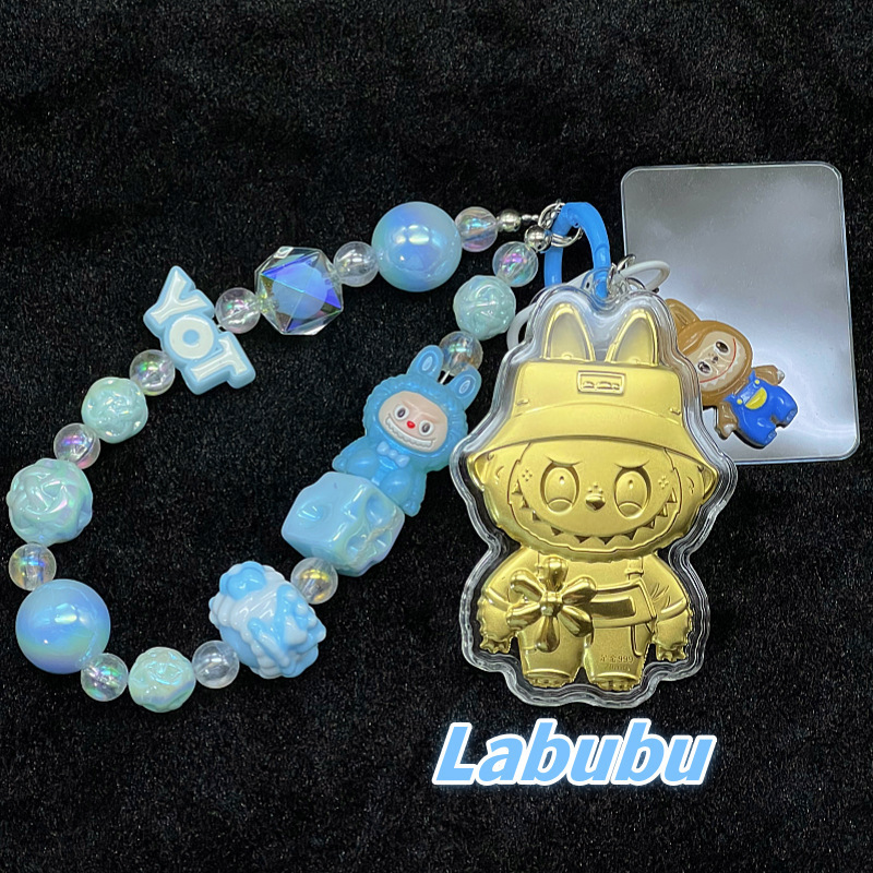 水贝足金999手机链绳拉布布卡通 Labubu送朋友装饰包包钥匙扣饰品|undefined