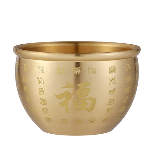 Brass cylinder ornaments small brass cylinder Baifu cylinder tea cylinder relief ashtray cornucopia office creative ornaments