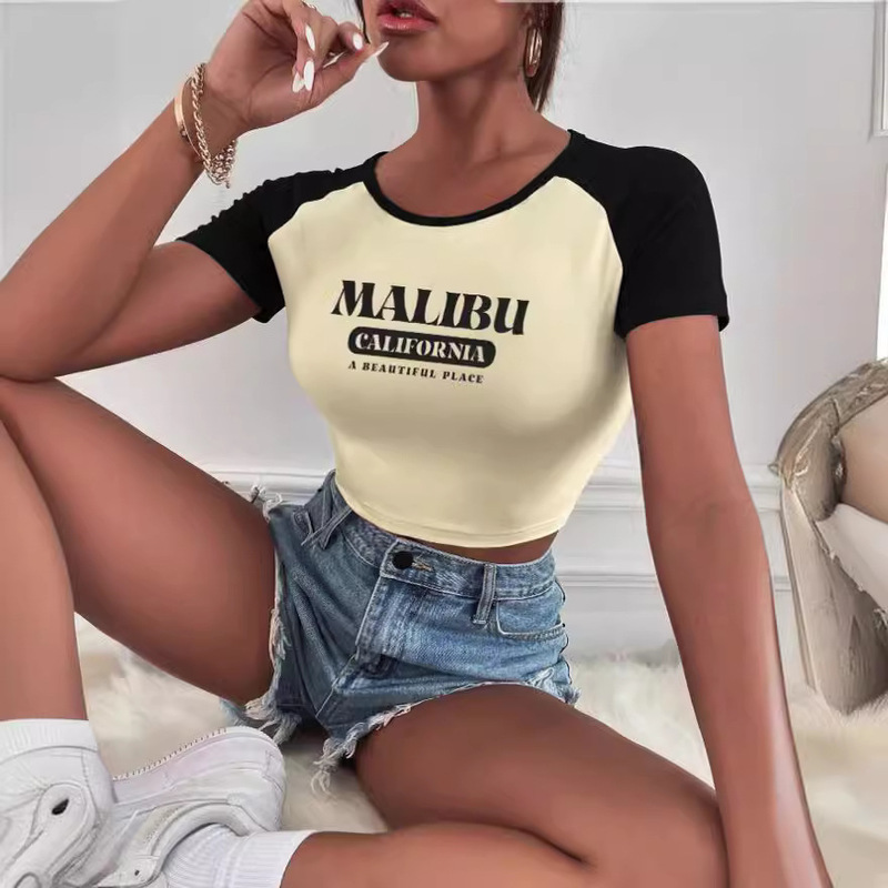 Multicolor Women's Tops with Letters Cross-Border Y2K Crop Top T-Shirt Street Short Slim Sexy Summer Fashion European and American Style