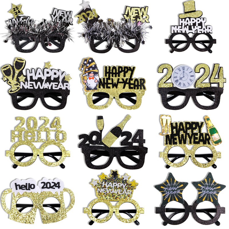 New Year Decorations Glasses Christmas New Year's Eve Party Theme Dress-Up Photo Props Gold Glitter Star Crown Glasses Frame New Year Decorations Glasses Christmas New Year's Eve Party Theme Dress-Up Photo Props Gold Glitter Star Crown Glasses Frame