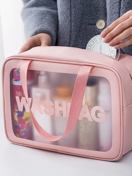 Pu Transparent Cosmetic Bag Large Capacity High Appearance Portable Waterproof Cosmetic Storage Bag Toiletry Bag Wholesale