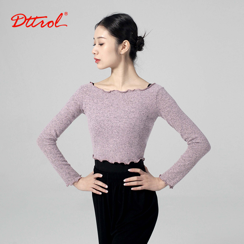 Diqueer Autumn and Winter Dance Tops Ballet Practice Clothes One-Line Collar Dance Clothes Modern Dance Clothes Sweaters for Adult Women