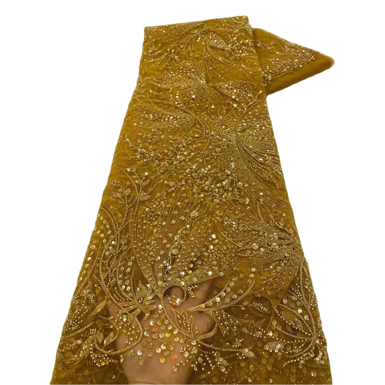 Tela de encaje europea y americana con cuentas, lentejuelas, bordado hueco, tela para vestido de noche, tela de encaje.