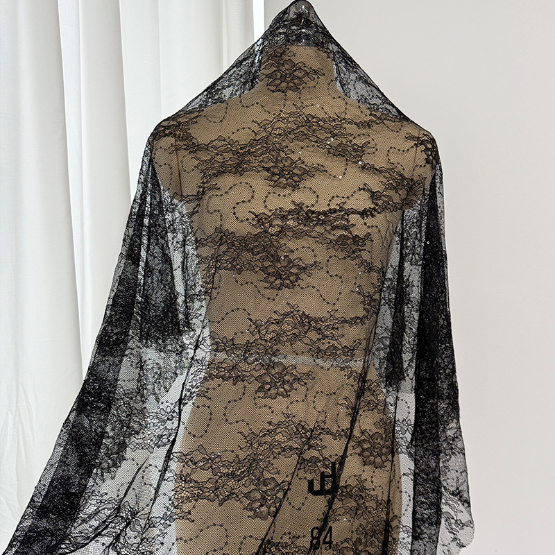 52g de nylon sin balas gran flor delgada bordada tela de encaje chaleco ropa interior camisa de base tela vestido de boda