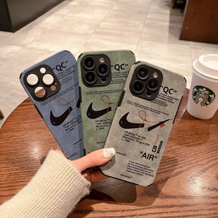 Simple suede broken hook fashion brand suitable for iPhone15promax mobile phone shell Apple 14 leather 13 drop-resistant 78