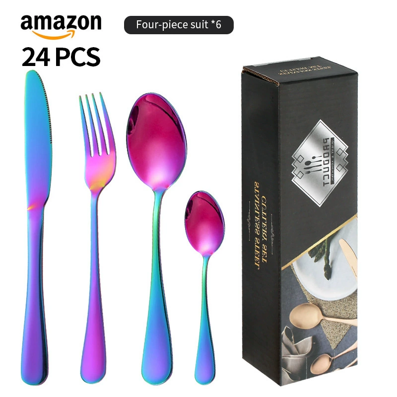 Tableware, set stainless steel, gift box, Amazon, 24 pieces, (Cross-border trading)