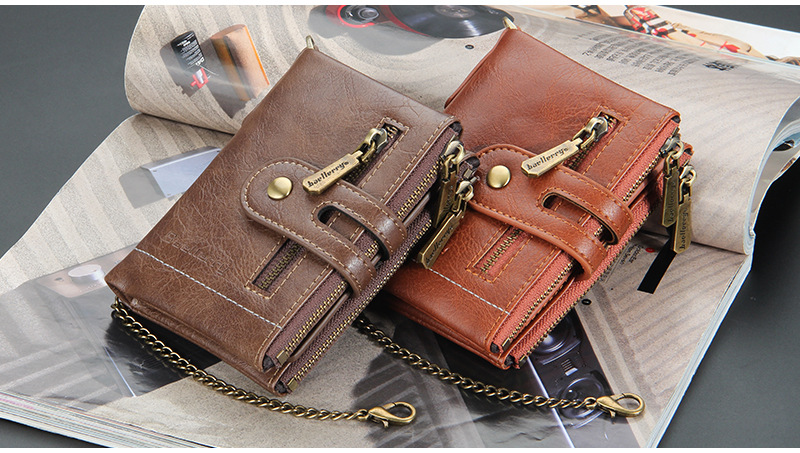 Men's Letter Pu Leather Metal Button Zipper Wallets display picture 3