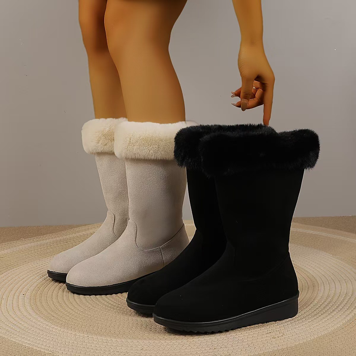 2025, botas de nieve de invierno para mujeres, botas Martin gruesas antideslizantes, botas de algodón con cremallera lateral caliente para mujeres