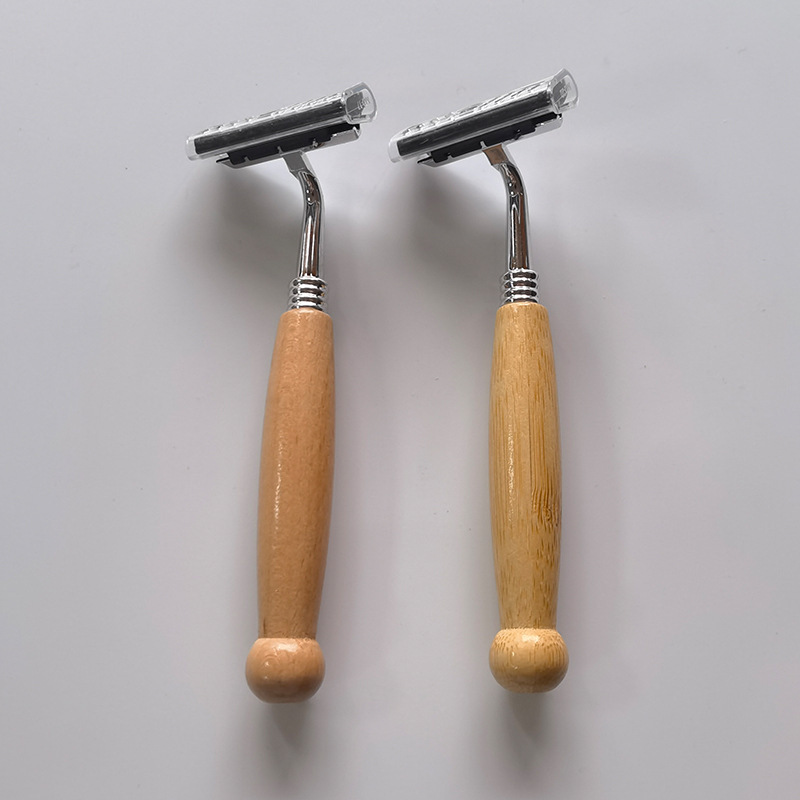 Bamboo Razor with Bamboo Handle for Men, Manual Shaving Razor with 2 or 3 Layers of Stainless Steel Blades Bamboo Razor with Bamboo Handle for Men, Manual Shaving Razor with 2 or 3 Layers of Stainless Steel Blades