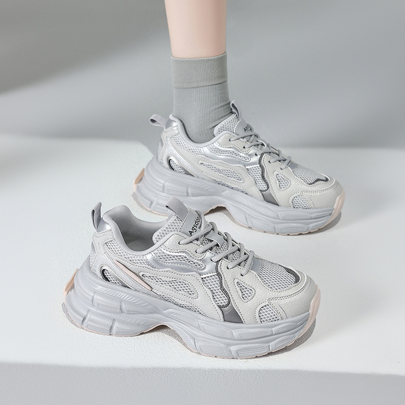 Augu Shi Deng zapatos de base gruesa para padres y mujeres 2025, nuevos zapatos de primavera y verano casuales de zapatos deportivos de mujer, zapatos de correr ligeros
