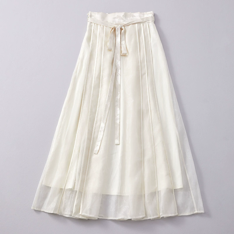 Новая юбка из тенселя Hanmo Yunxi с темным узором в стиле ретро в национальном стиле с эластичной резинкой на талии и молнией сзади, улучшенная юбка династии Хань