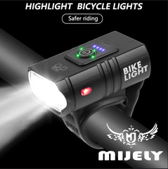 New Double T6 Bicycle Light, USB Charging Outdoor Riding Light, Electric Display Red Light Warning Lighting Bicycle Front Light