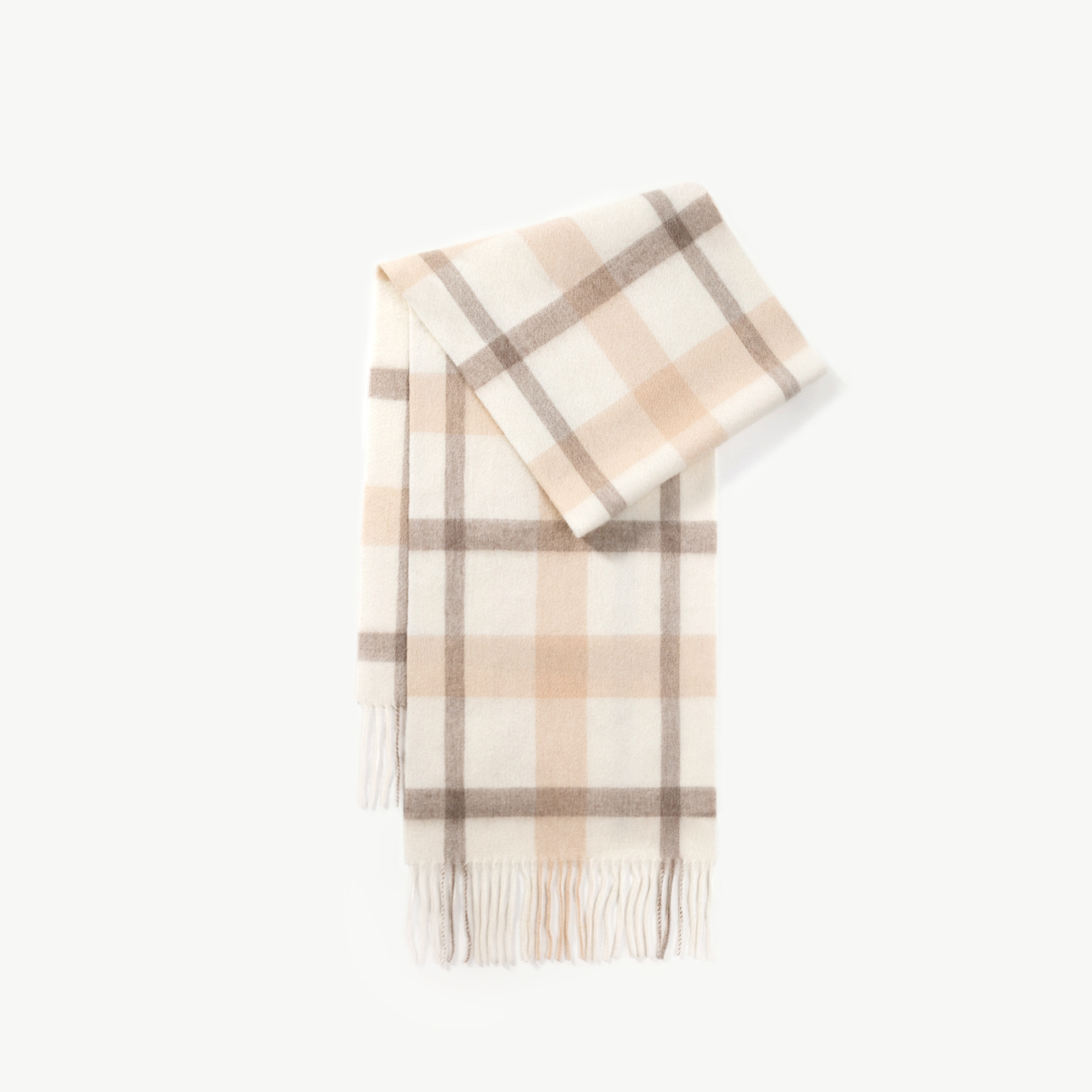 Nuevo estilo europeo y americano 100% bufanda de lana para mujer otoño e invierno chal a cuadros de alta calidad bufanda de borla simple salvaje al por mayor