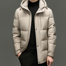 2025冬季新款男式90白鸭绒连帽面包高充羽绒服中年商务休闲外套
