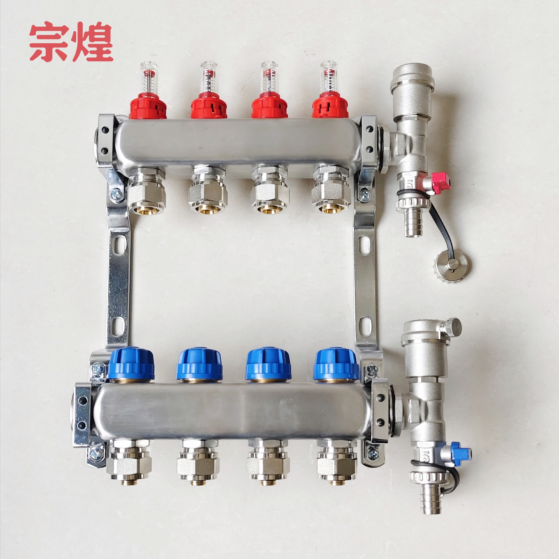 不锈钢流量计地暖分水器外贸304不锈钢自动恒温智能温控分集水器