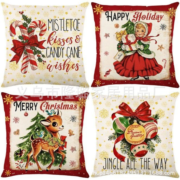 Navidad almohada cubierta de decoración para el hogar almohada de la sala de estar sofá cojín cubierta de dormitorio almohada de cabeza fábrica al por mayor