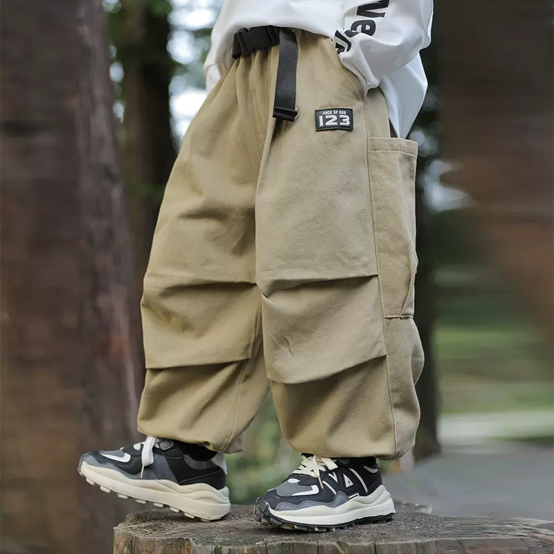 童话记忆男童春装运动裤2025新款儿童春秋款工装裤宽松休闲裤长裤