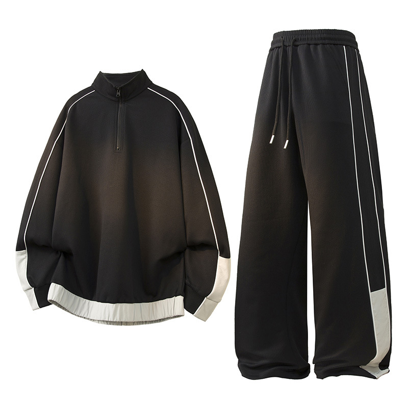 Sports Splicing Suit Men's Spring and Autum 2025 New Couple Casual Trendy Sweatshirt and Pants Two-Piece Set