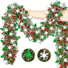 アマゾンクリスマス装飾雪花クリスマスツリー毛条5層暗号化赤白緑泡糸色条シーン花