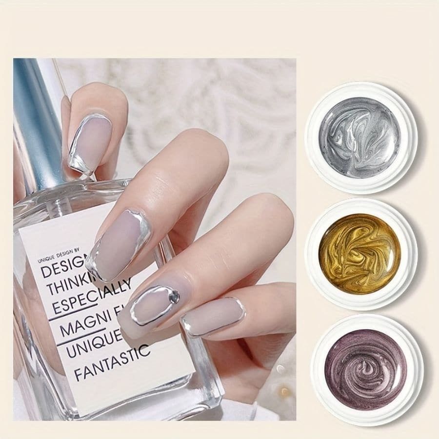 Arte de uñas de alta densidad dibujo línea pegamento gancho borde pintura flor pintado platino pegamento espejo metal oro plata Negro Blanco Flash