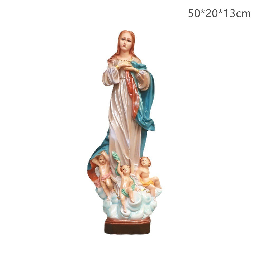 50cm transfronterizos de la Asunción de la Virgen María Mirando la Estatua de la Iglesia de la Casa Decoración de la Estatua de la Personaje Principal Salón