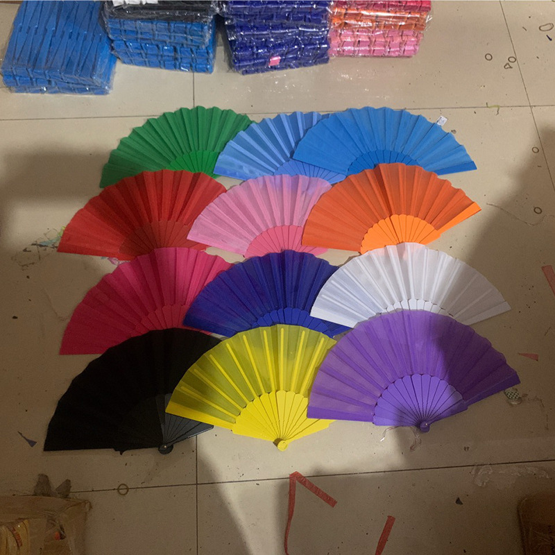 素色扇 光面扇平板塑料扇 折叠塑料折扇商务礼品加工logo广告扇子|ms