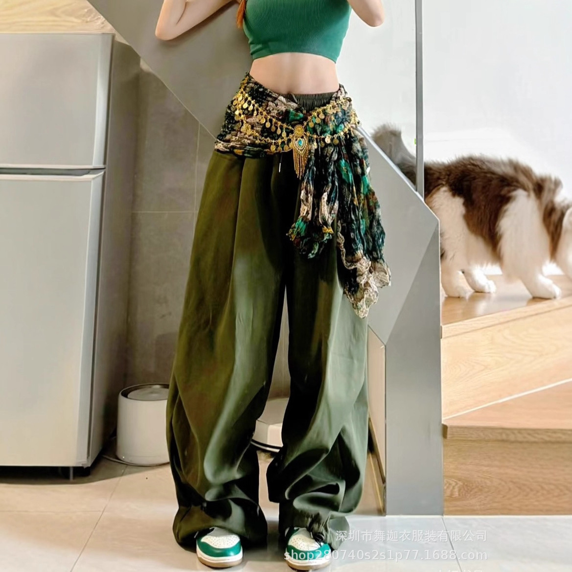 Jazz Dance New Retro Layered Rhinestone Coin Tassel Double-Layer Personalized Hip Scarf Belly Dance Waist Chain Street Dance Waist Accessory