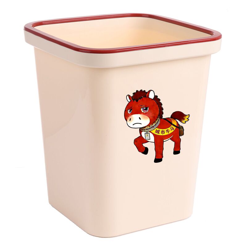 Square Trash Can, Kitchen Lidless Trash Bin, Living Room Bedroom Wastebasket, Large Capacity Press-Ring Trash Can Storage